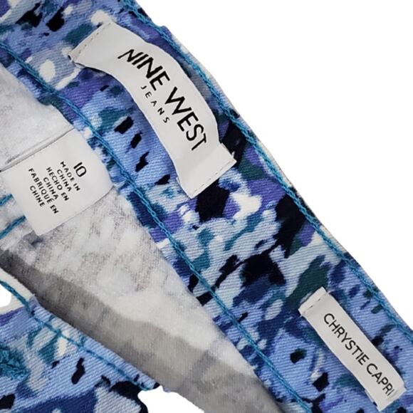 Nine West Jeans Chrystie Capri Multi Blue Hi Rise Size 10 Average - Picture 4 of 9